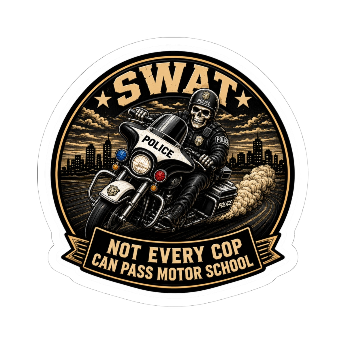 Skeleton Motorcop Sticker | Police Motorcycle