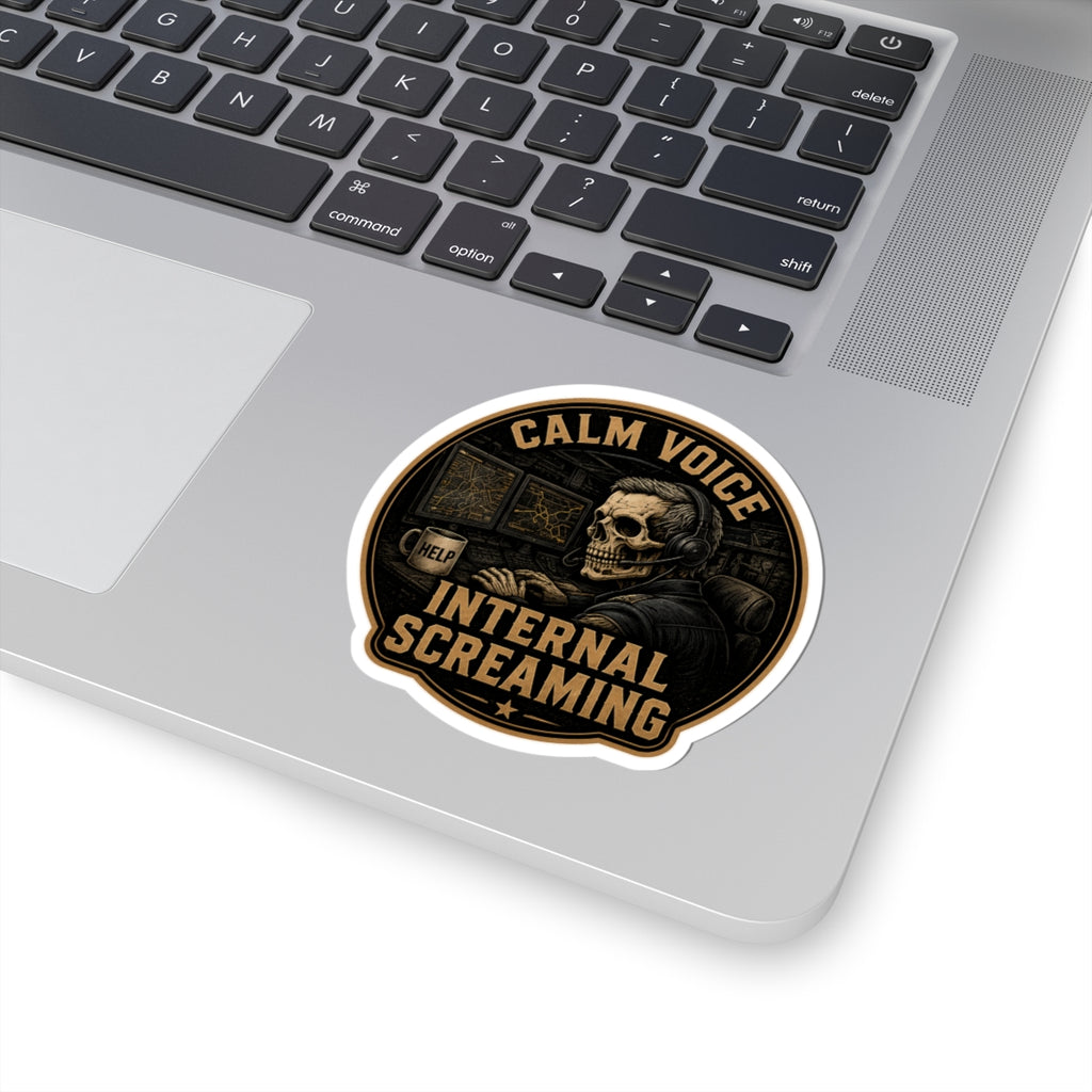 Calm Voice Internal Screaming sticker | Skull headset laptop decal