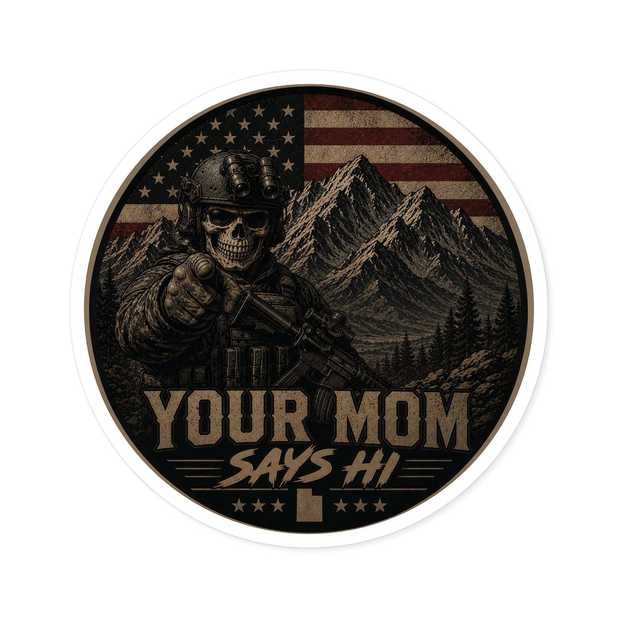 Your Mom Says Hi Police Badge Round Stickers | Indoor Outdoor