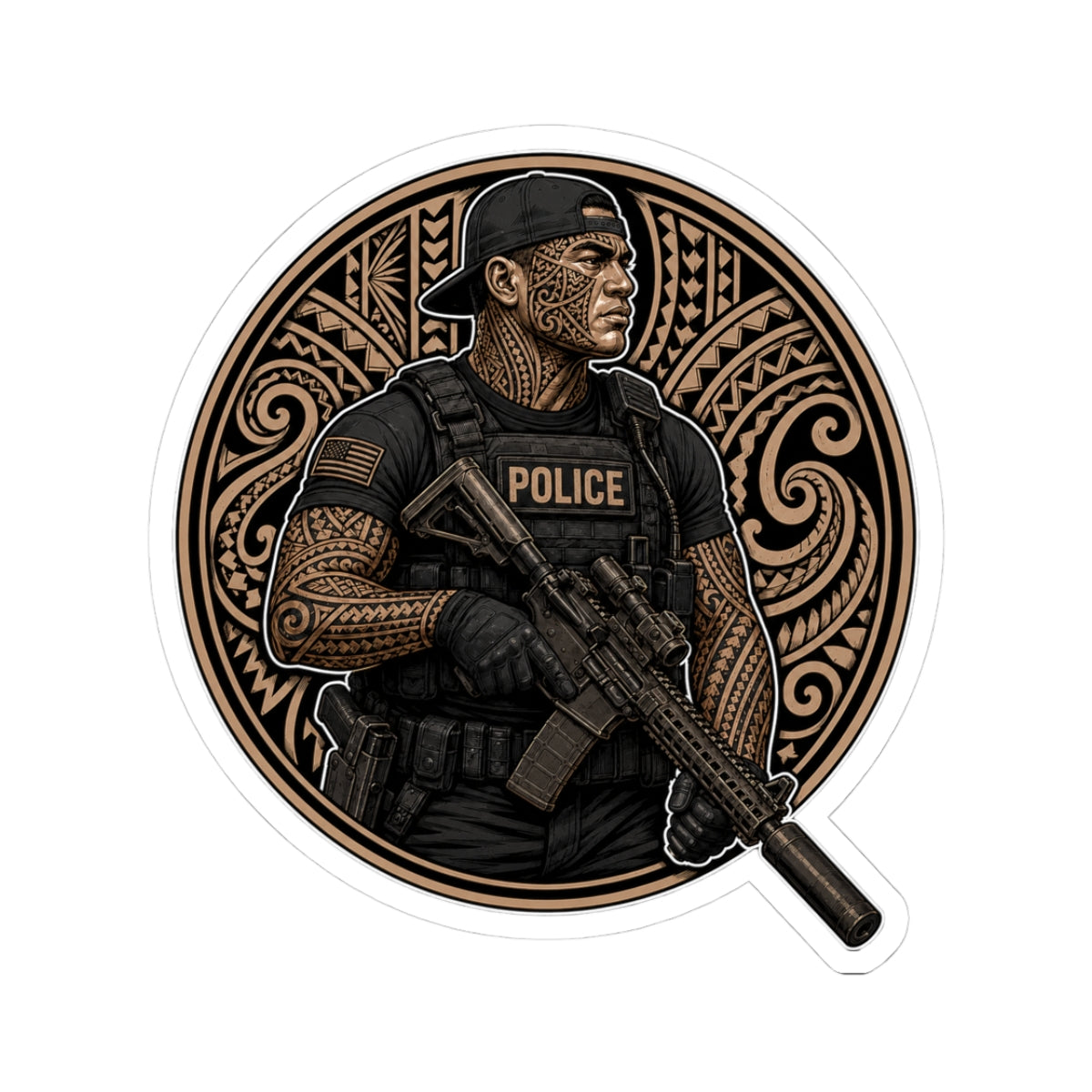 Tactical Police Officer Sticker | Samoa