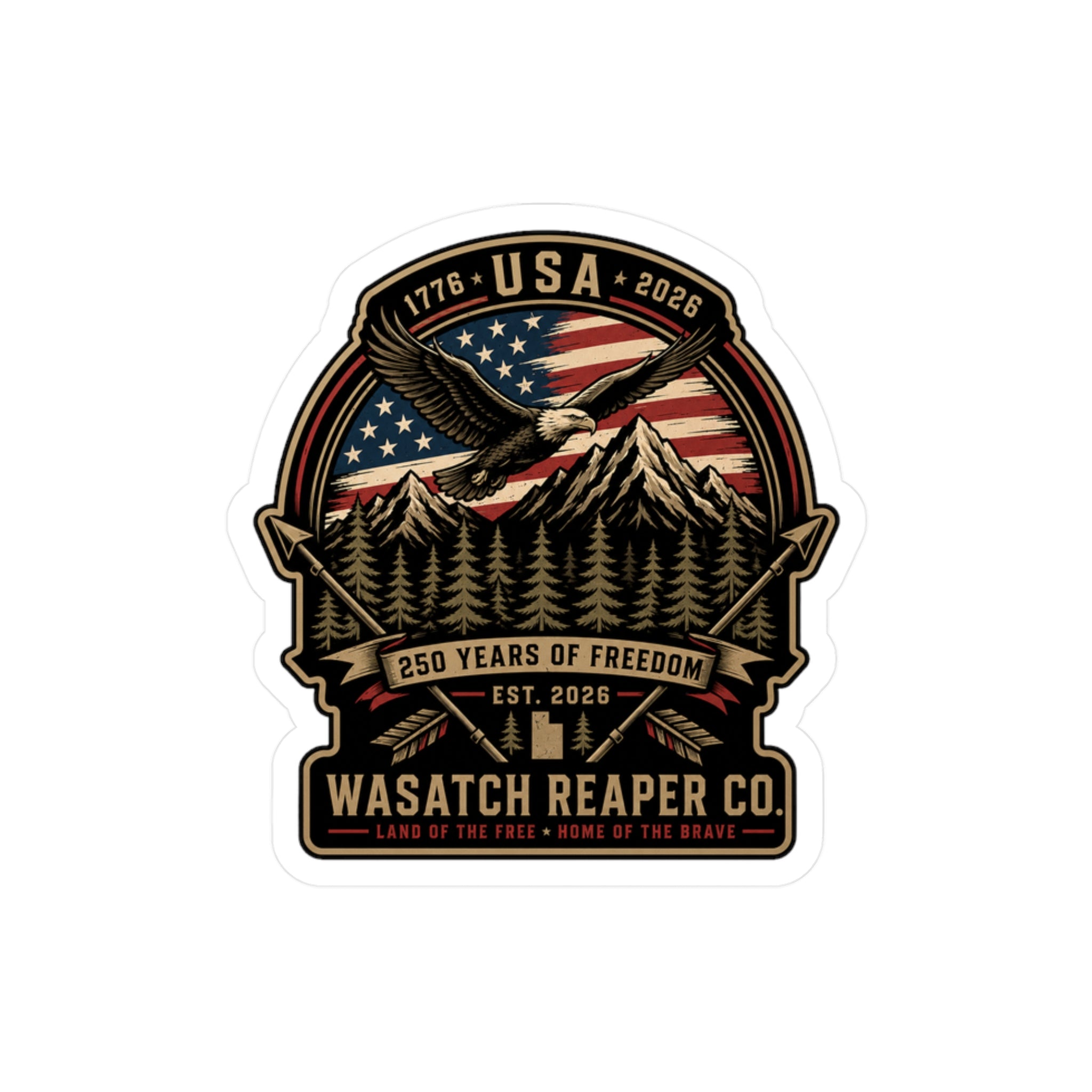 Patriotic Eagle USA Vinyl Sticker — Wasatch Reaper Co. 250 Years of Freedom