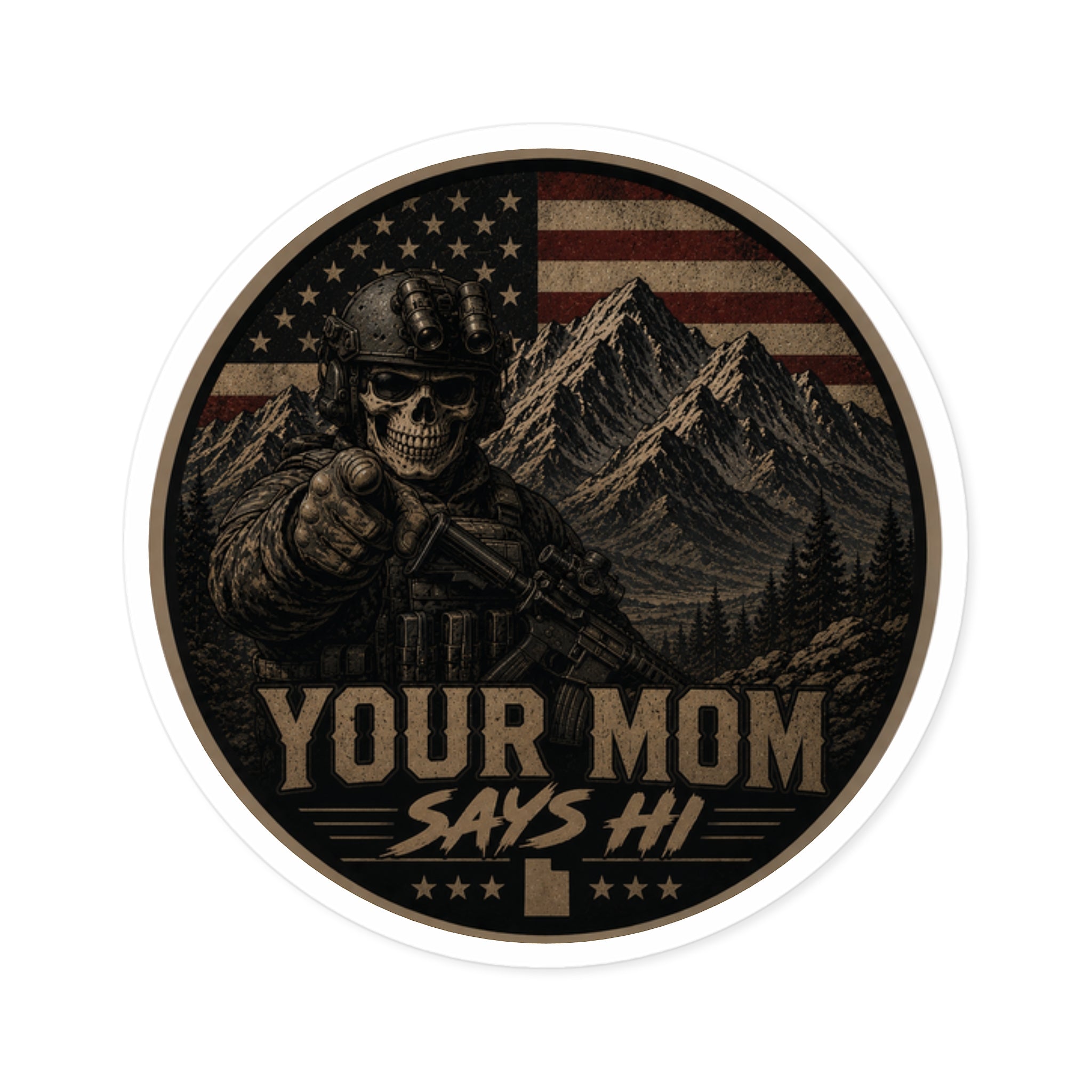 Your Mom Says Hi Police Badge Round Stickers | Indoor Outdoor
