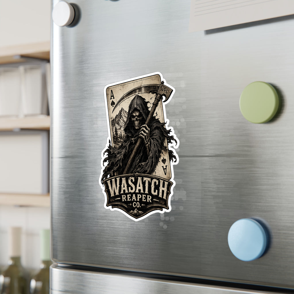 Wasatch Reaper Vinyl Sticker — Grim Reaper Kiss-Cut Decal