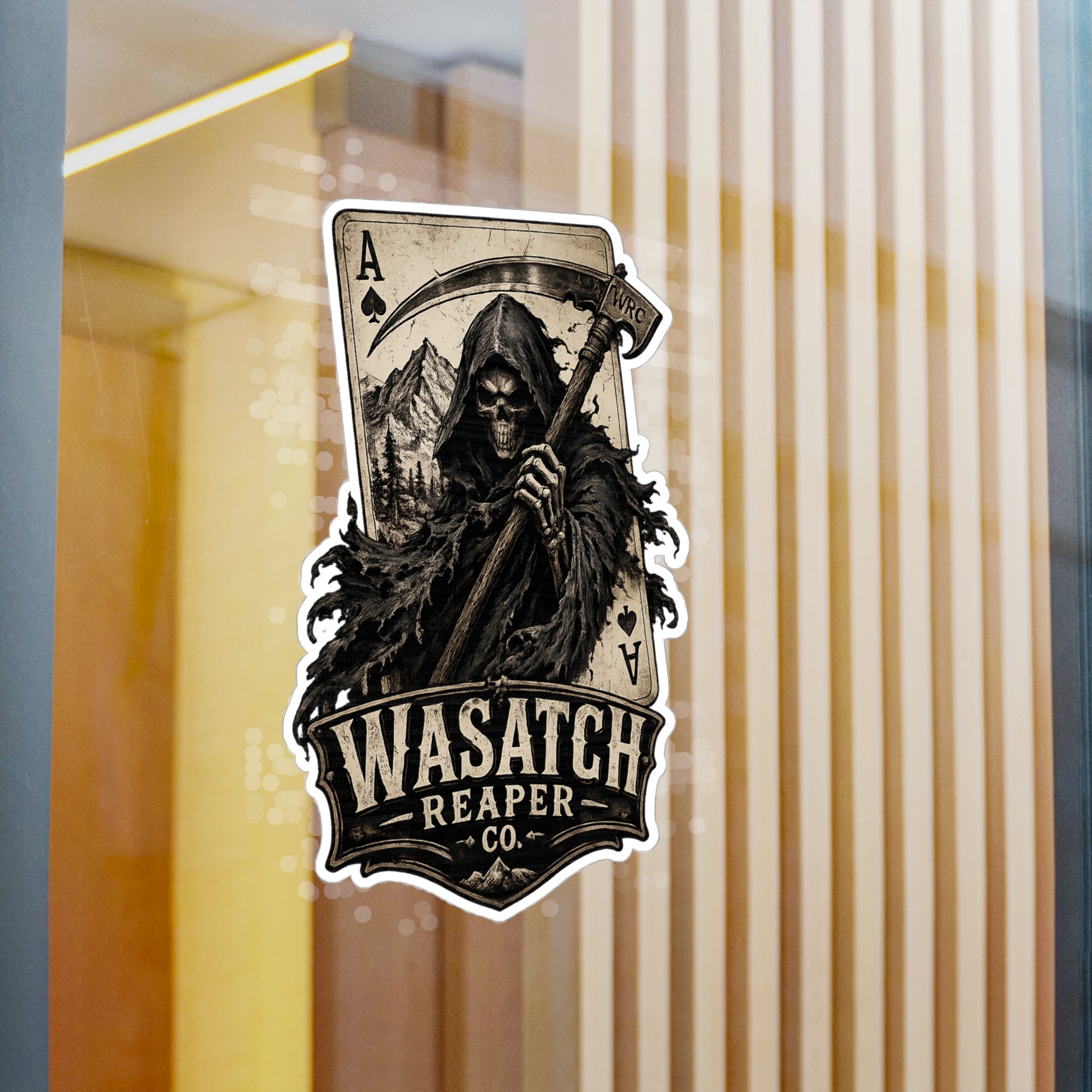 Wasatch Reaper Vinyl Sticker — Grim Reaper Kiss-Cut Decal