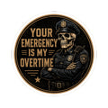 Skull Police Officer Your Emergency Is My Overtime sticker | Kiss-Cut Sticker