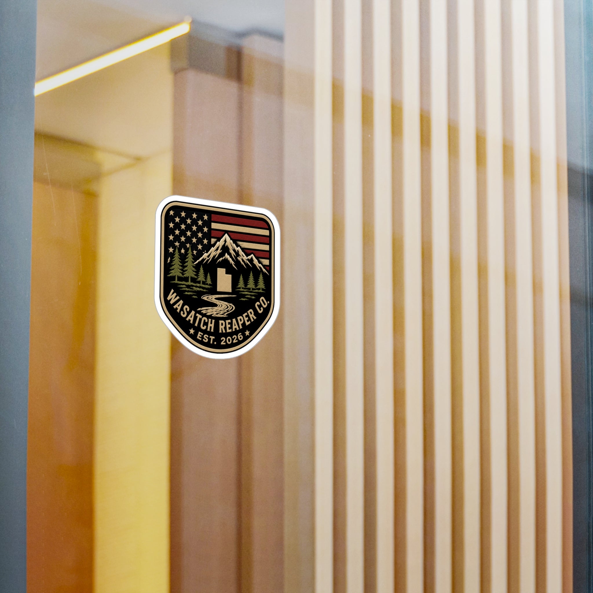 Wasatch Reaper Co. Mountain Flag Vinyl Sticker — Kiss-Cut Decal (Est. 2026)