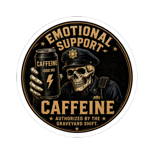 Emotional Support Caffeine Skull Sticker | Kiss-Cut Sticker
