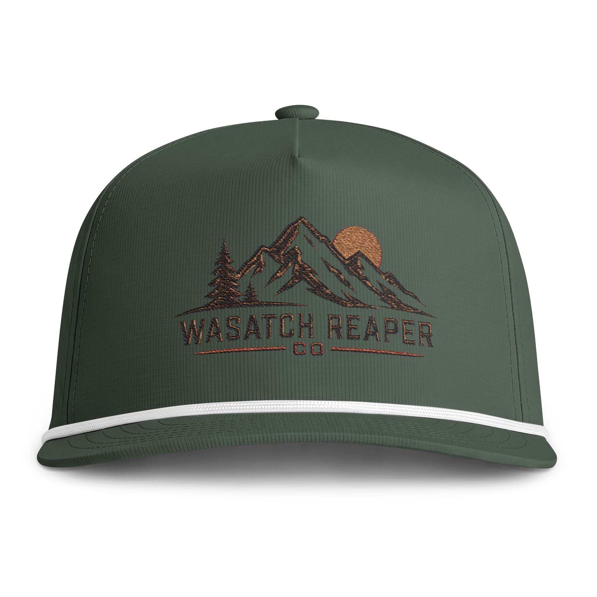 Sunwashed Rope Cap Wasatch Reaper Mountain Logo Hat | Vintage Outdoor Trucker Cap