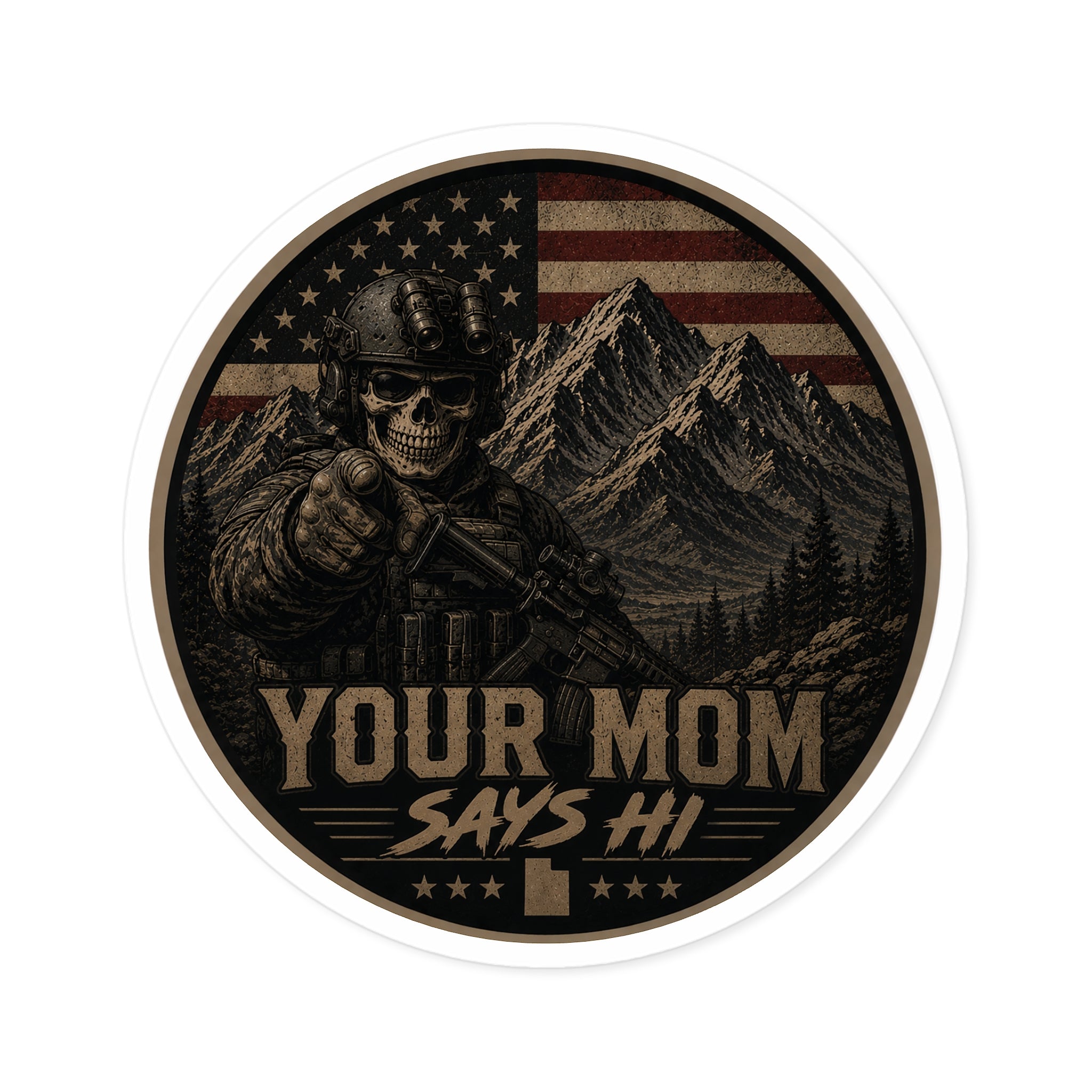 Your Mom Says Hi Police Badge Round Stickers | Indoor Outdoor
