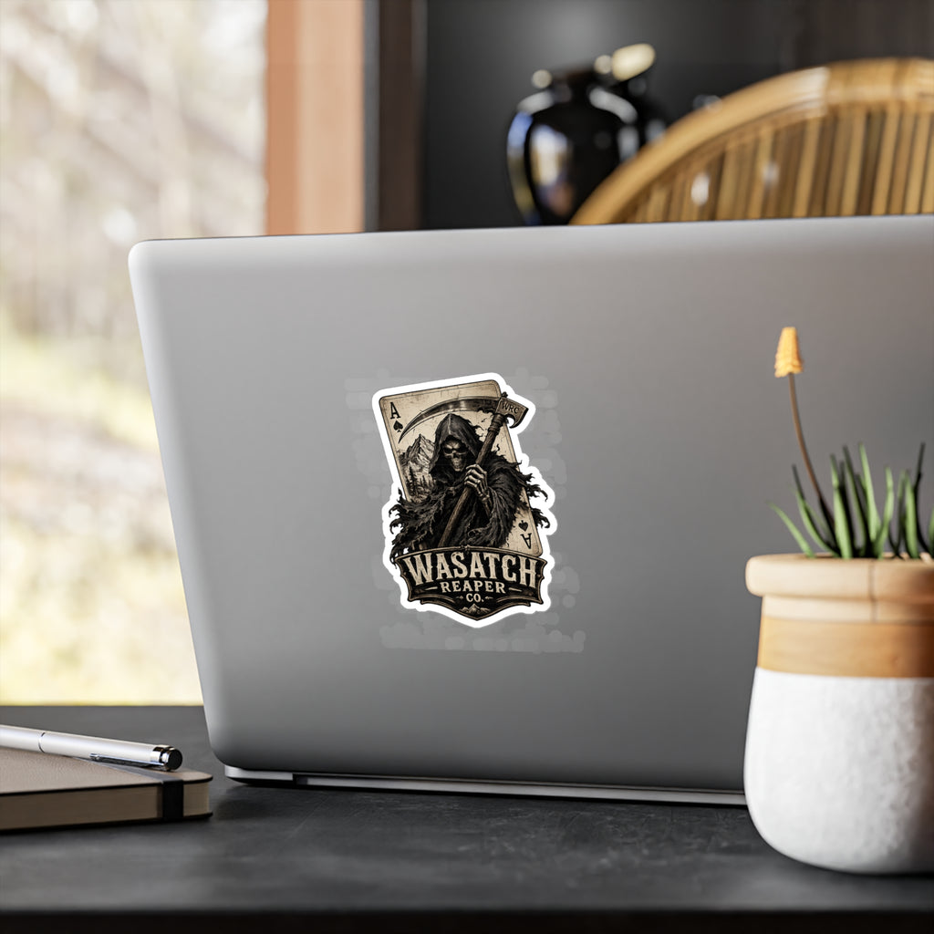Wasatch Reaper Vinyl Sticker — Grim Reaper Kiss-Cut Decal